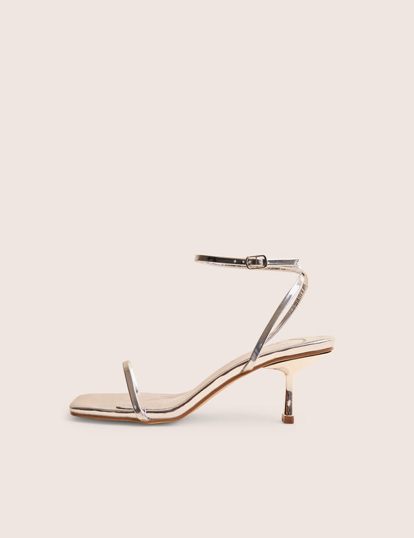 public desire Natalya Silver Barely There Square Toe Stiletto Mid Heels public desire Natalya Silver Barely There Square Toe Stiletto Mid Heels