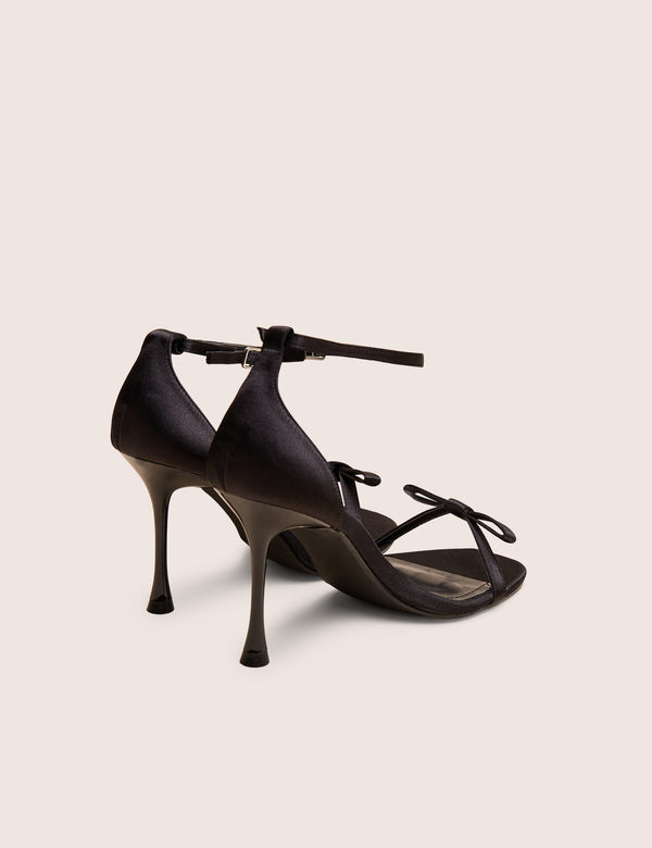 Public Desire Novie Black Ankle Strap Bow Detail Heels