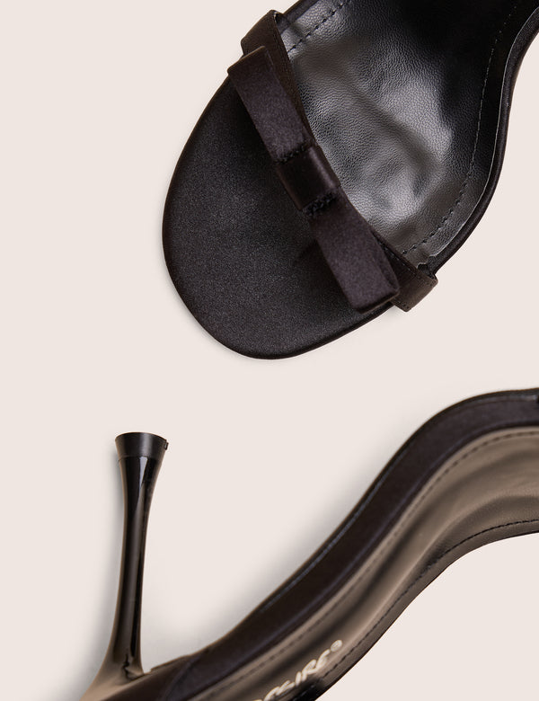 Public Desire Novie Black Ankle Strap Bow Detail Heels