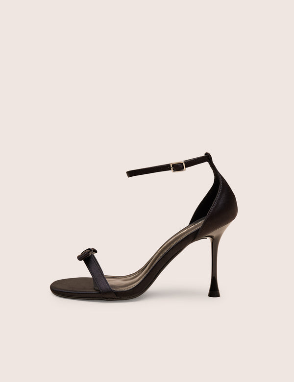 public desire Novie Black Ankle Strap Bow Detail Heels