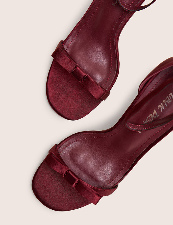 Public Desire Novie Burgundy Ankle Strap Bow Detail Heels