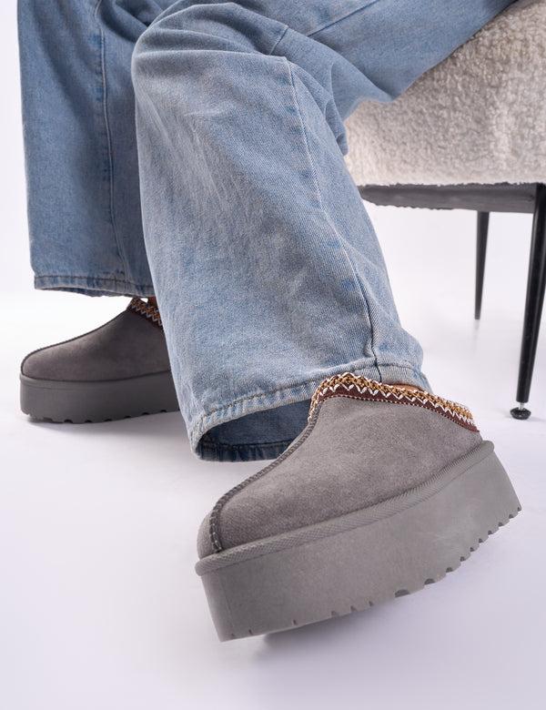 public desire Nutmeg Grey Faux Fur Lined Platform Mules public desire Nutmeg Grey Faux Fur Lined Platform Mules