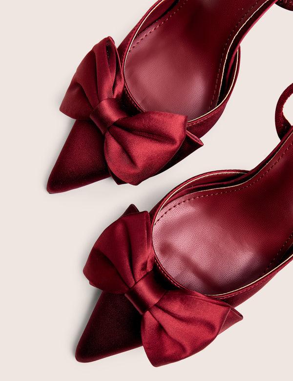 Public Desire Pepper Burgundy Bow Detail Slingback High Heels