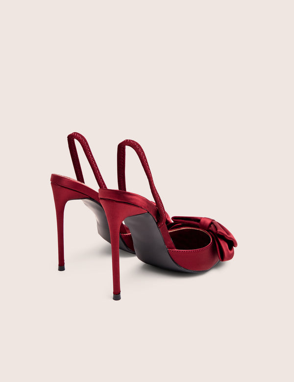 Public Desire Pepper Burgundy Bow Detail Slingback High Heels