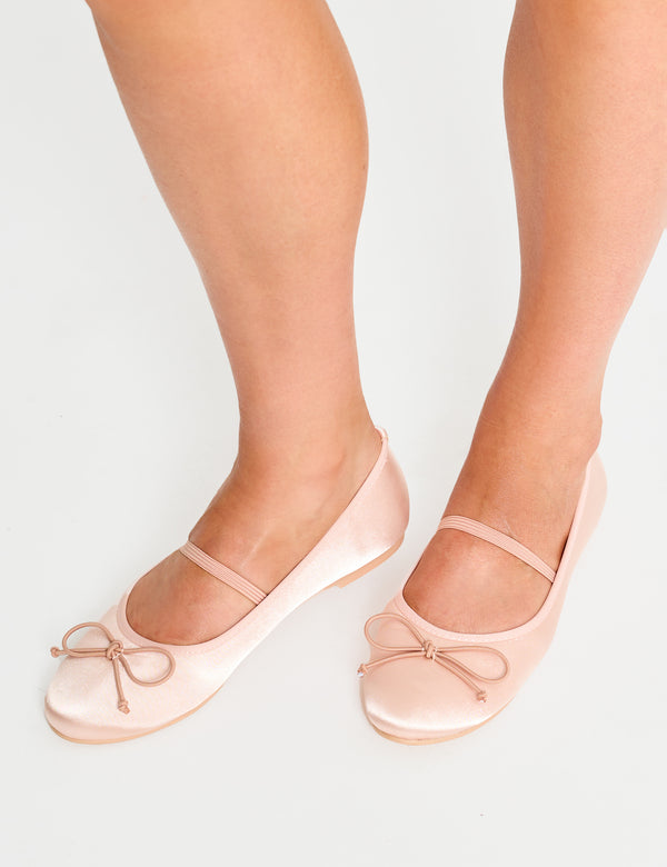 public desire Alexia Pink Satin Flat Ballet Pumps