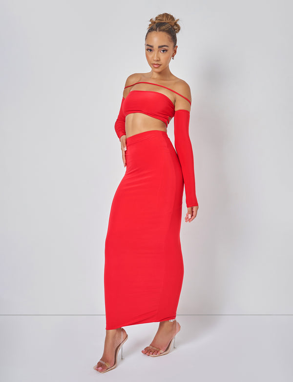 Public Desire Public Desire Bardot Strappy Top Co-ord In Red