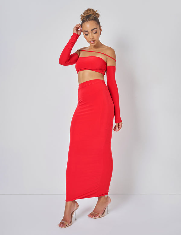 Public Desire Public Desire Bardot Strappy Top Co-ord In Red