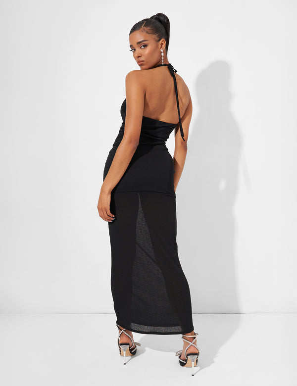 Public Desire Deep Plunge Maxi Dress In Black