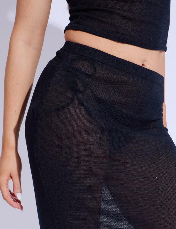 Public Desire Fine Knit Maxi Skirt Co-ord Black