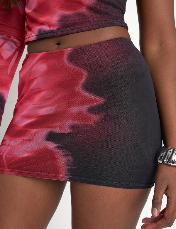 Public Desire Floral Print Slinky Mini Skirt Black