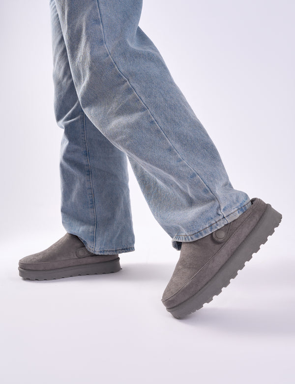 public desire Goldie Grey Faux Fur Lined Mules public desire Goldie Grey Faux Fur Lined Mules