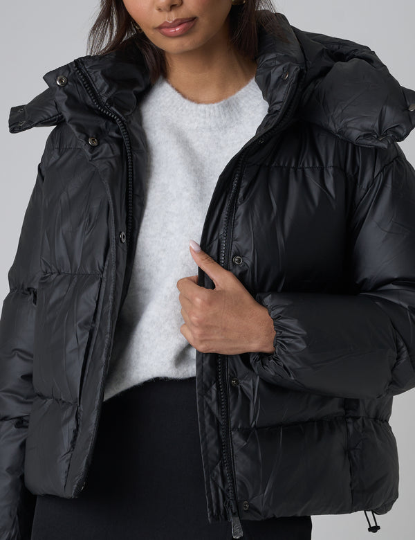 Public Desire Hooded Puffer Coat Black