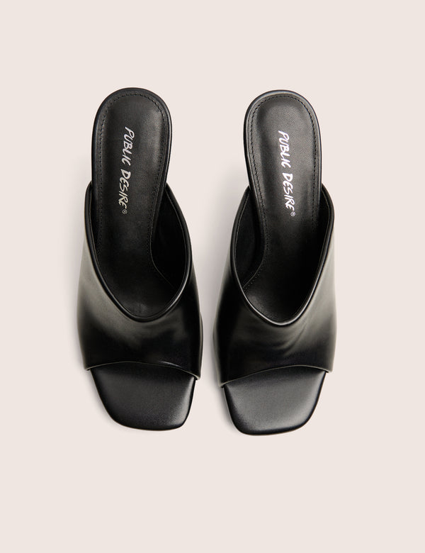 Public Desire J'adore Black Mule Heels