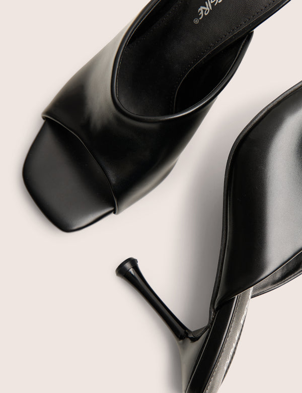 Public Desire J'adore Black Mule Heels