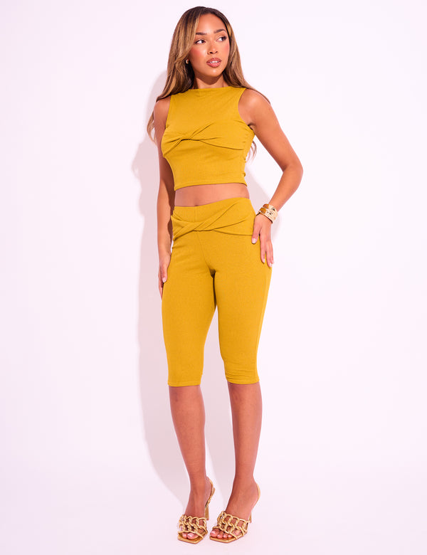 Public Desire Knot Front Mesh Sleeveless Top Lime
