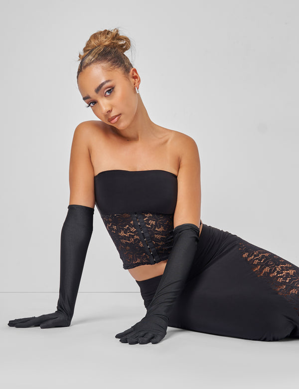 Public Desire Public Desire Lace Hook And Eye Bandeau Top Co-ord In Black