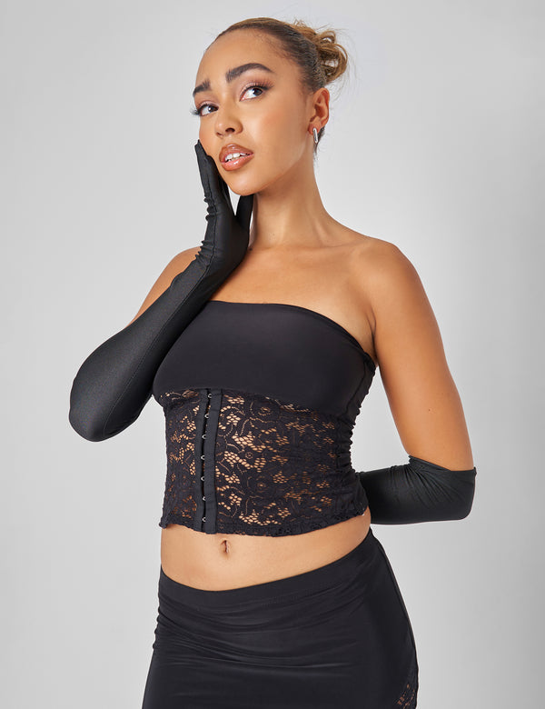 public desire Public Desire Lace Hook and Eye Bandeau Top Co-ord in Black