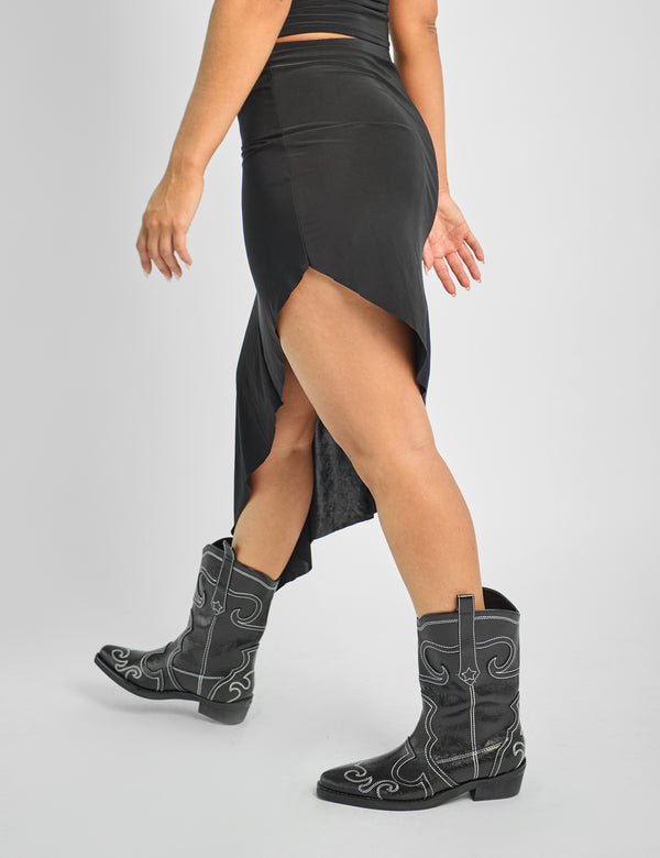 Public Desire Lace Trim Midi Skirt Co-ord Black