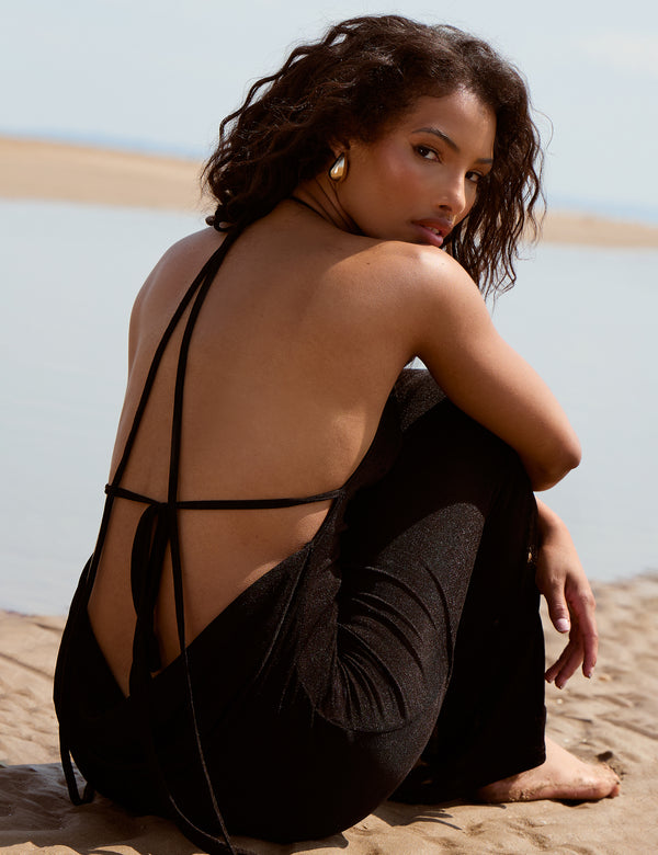 Public Desire Low Open Back Maxi Dress Black