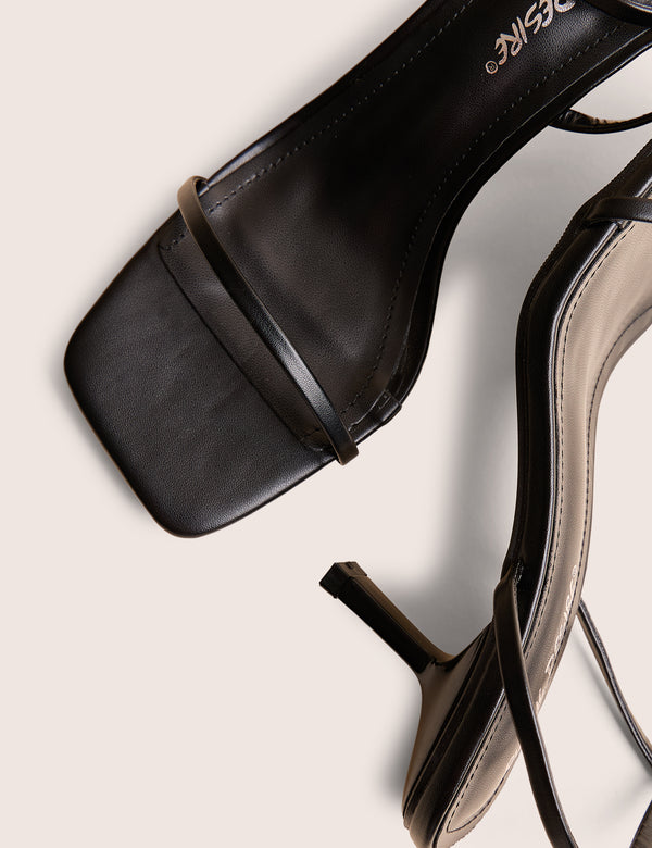 Public Desire Natalya Black Barely There Mid Heels