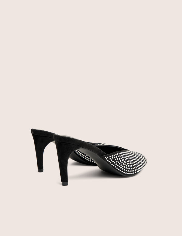 Public Desire Norma Black Embellished Mule Heels