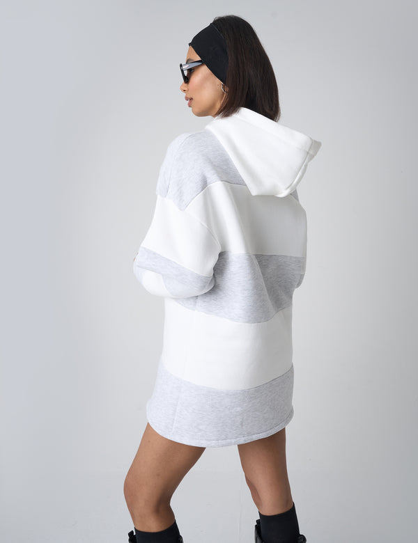 Public Desire Oversized Striped Hoodie Grey & White