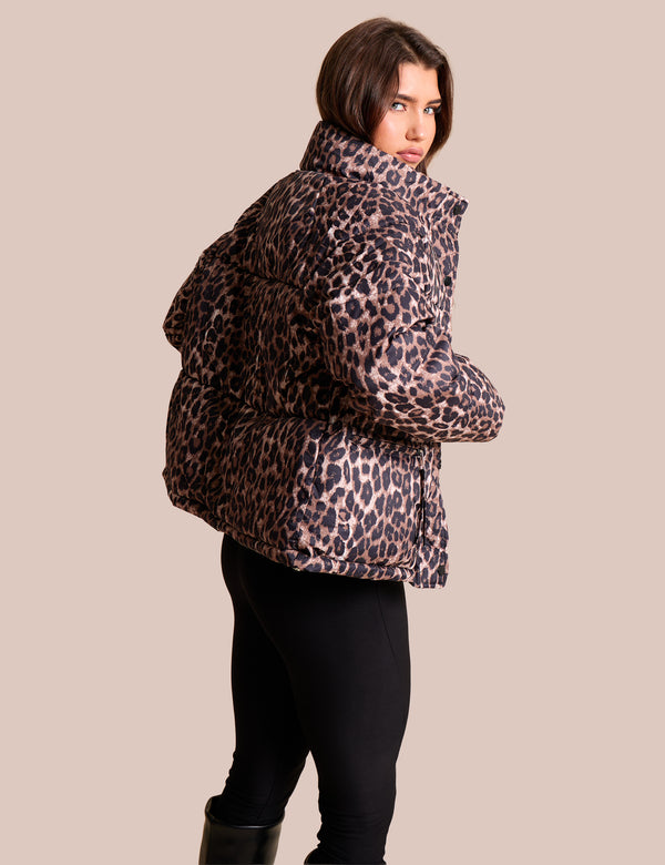 Public Desire Padded Puffer Coat Leopard Print
