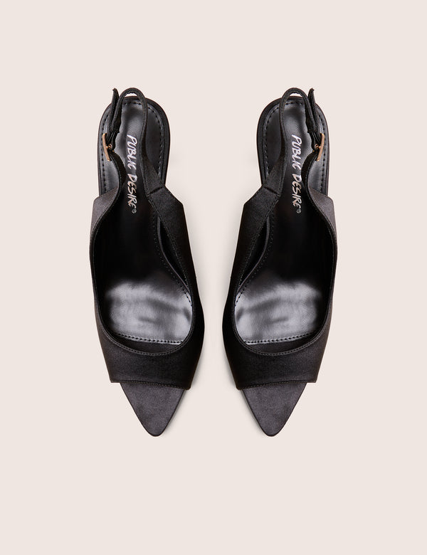 Public Desire Reigns Black Peep Toe Court Heels