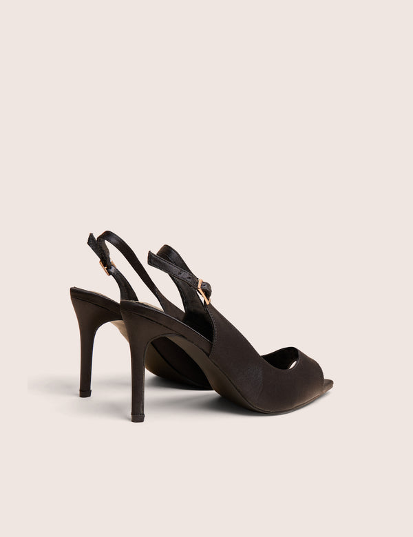 Public Desire Reigns Black Peep Toe Court Heels