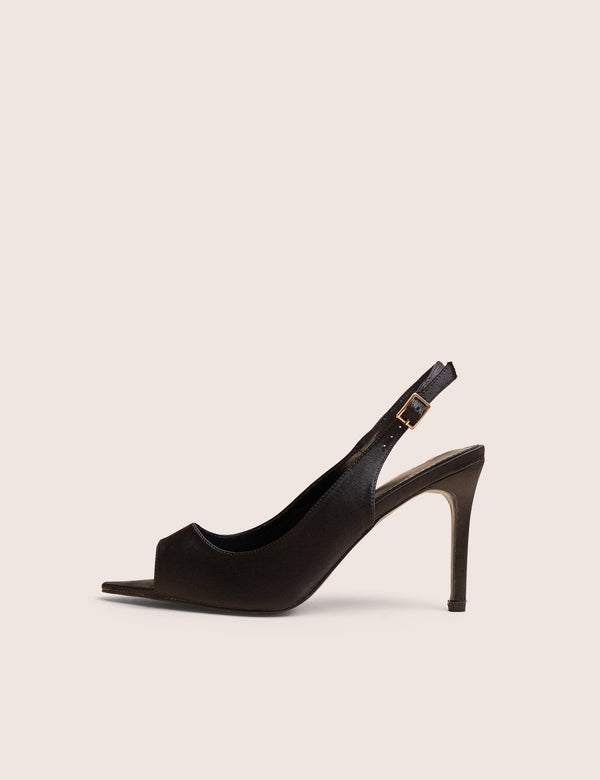 public desire Reigns Black Peep Toe Court Heels