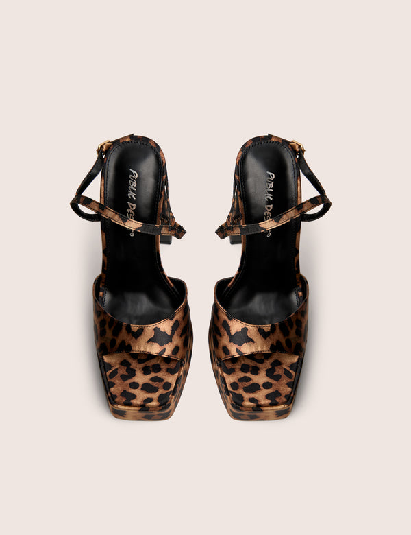 Public Desire Retro Leopard Platform Strappy Heels