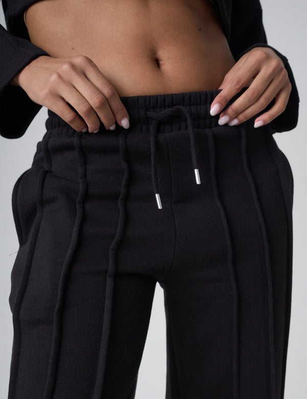 Public Desire Seam Detail Cuffed Joggers Black
