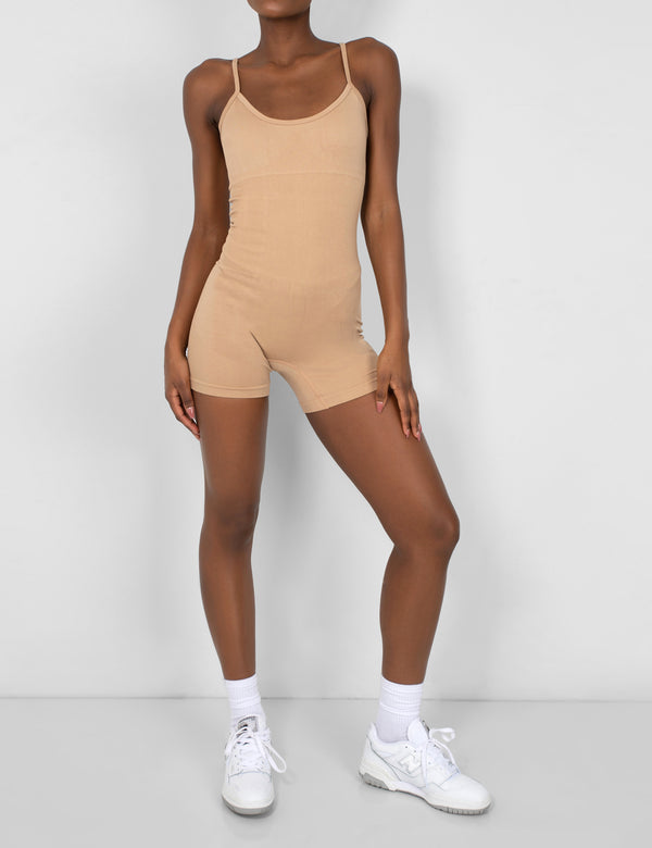 Public Desire Seamless Unitard Playsuit Camel