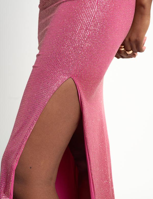 Public Desire Sequin Maxi Skirt Hot Pink