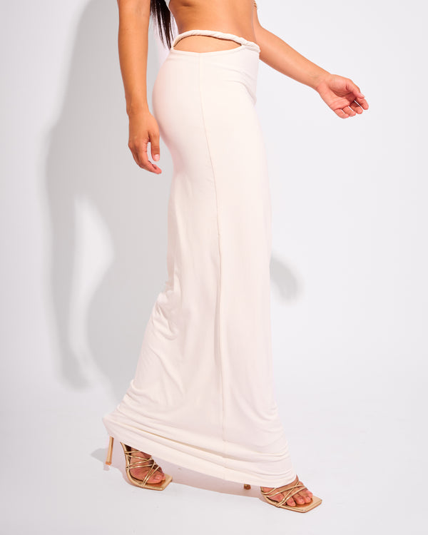 Public Desire Slinky Twist Strap Maxi Skirt White