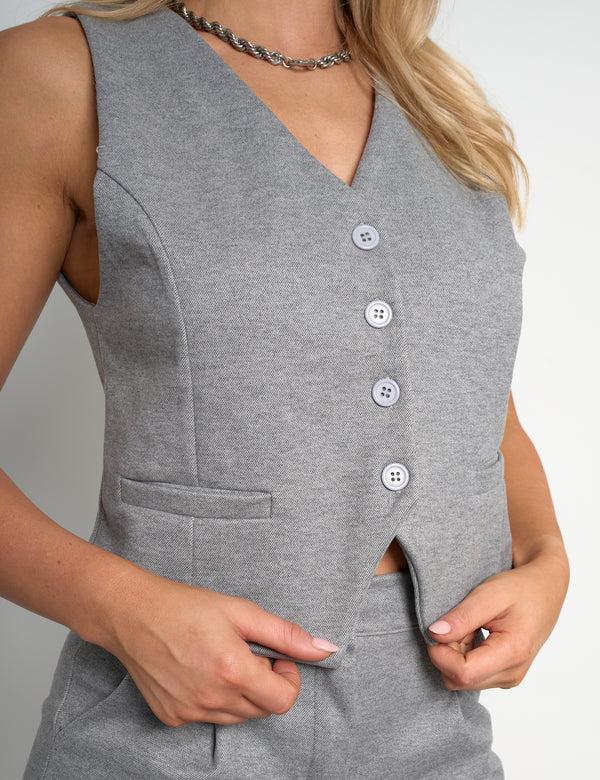 Public Desire Soft Tailored Waistcoat Co Ord Grey
