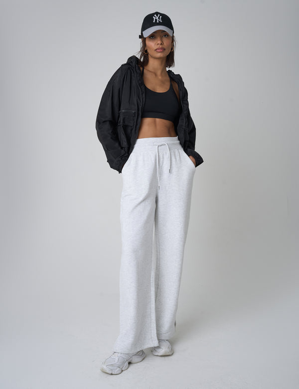 Public Desire Split Hem Wide Leg Joggers Grey Marl