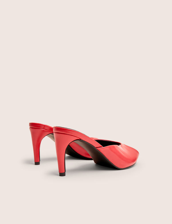 Public Desire Stessy Red Peep Toe Curved Mid Heels