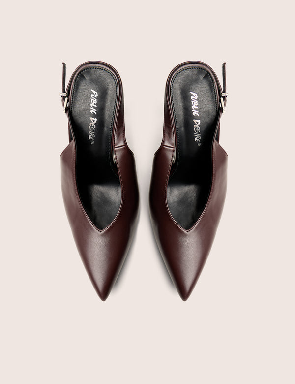 Public Desire Tatti Burgundy Slingback Court Heel