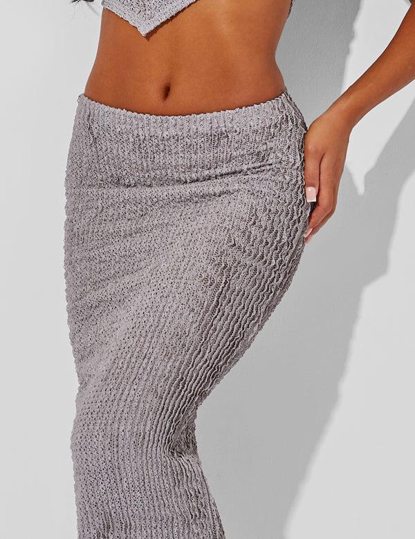 Public Desire Textured Maxi Skirt Co Ord Grey