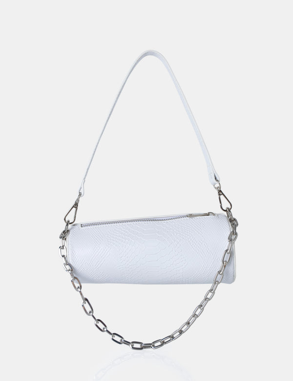 Public Desire The Claudia White Croc Shoulder Bag