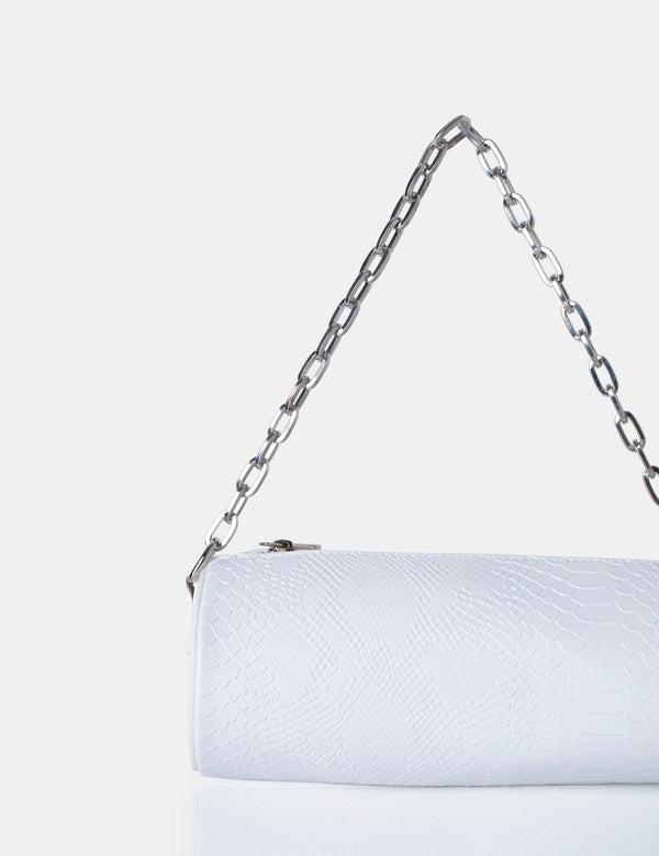 Public Desire The Claudia White Croc Shoulder Bag
