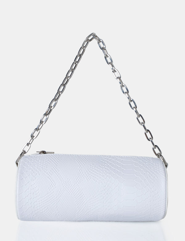 public desire The Claudia White Croc Shoulder Bag