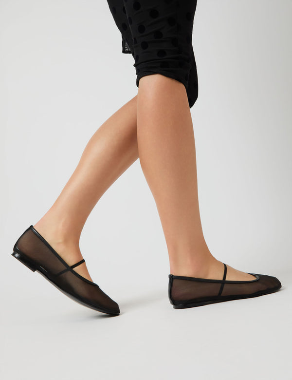 Public Desire Twiggie Black Mesh Ballet Pumps