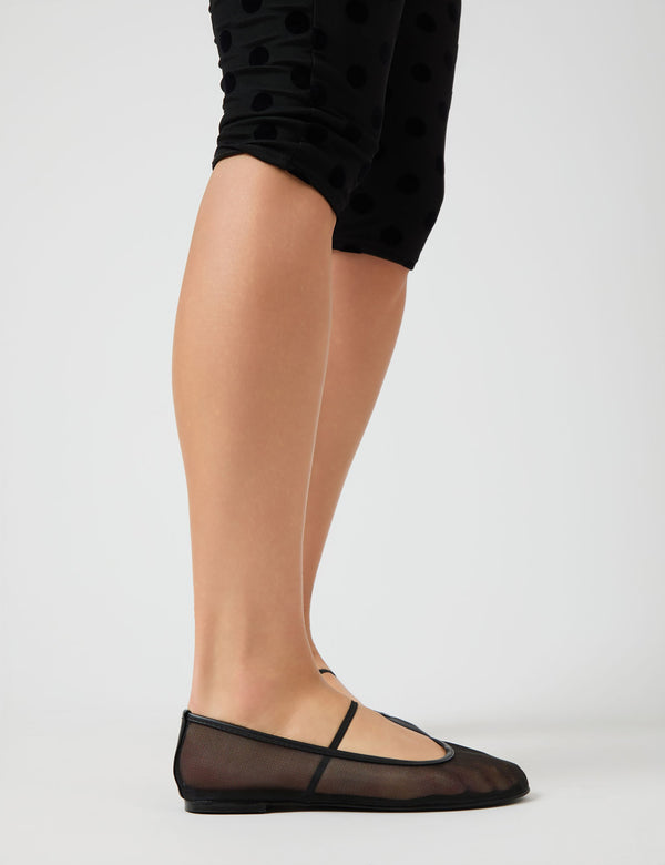 Public Desire Twiggie Black Mesh Ballet Pumps