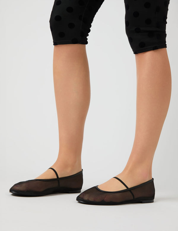 Public Desire Twiggie Black Mesh Ballet Pumps