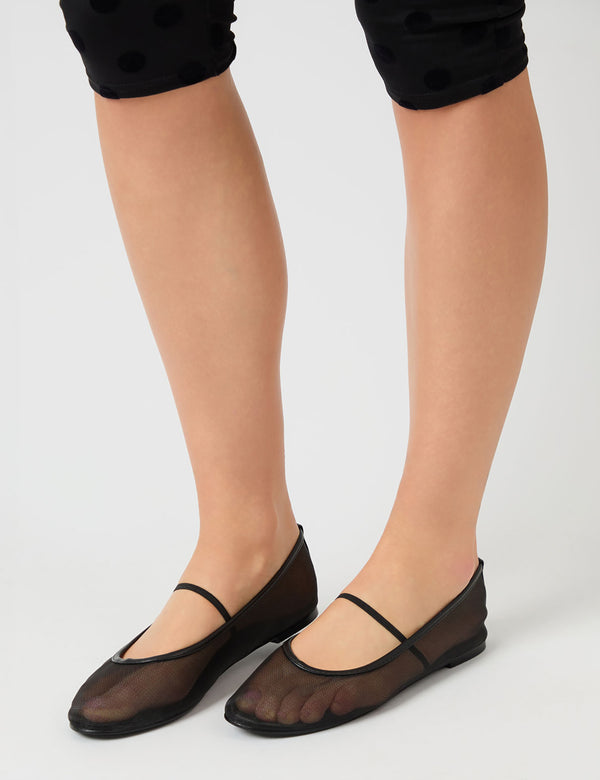 public desire Twiggie Black Mesh Ballet Pumps