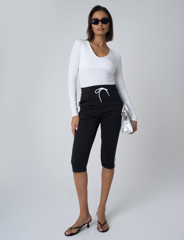 Public Desire V Neck Long Sleeve Bodysuit White