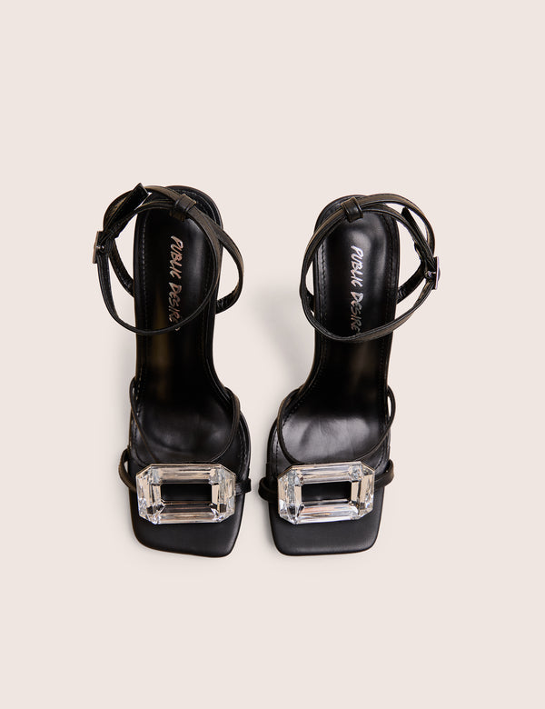 Public Desire Vela Black Jewel Detail High Heel
