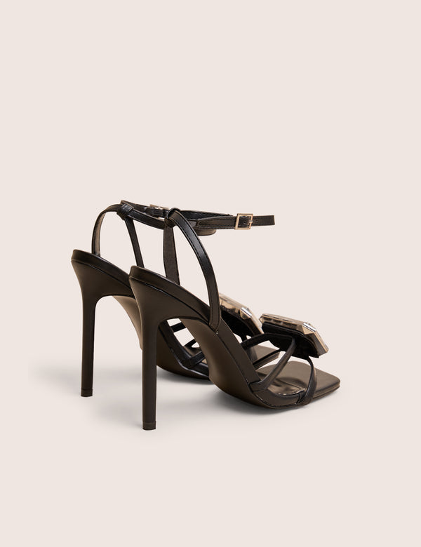 Public Desire Vela Black Jewel Detail High Heel